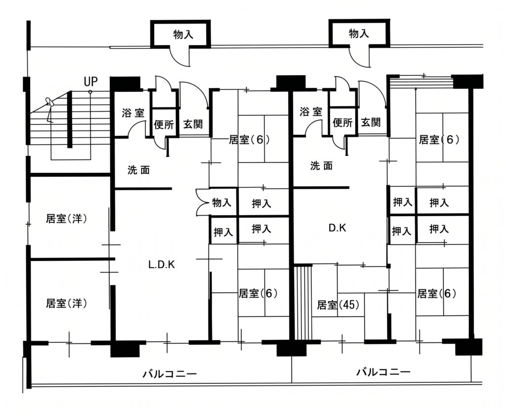 南ヶ丘アパート A棟 4LDK（大家族用）と3DKの間取り図